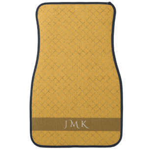 Pretty Daffodil Gold Quatrefoil Personalized Car Floor Mat
