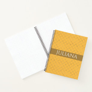 Pretty Daffodil Gold Quatrefoil Personalized Notebook