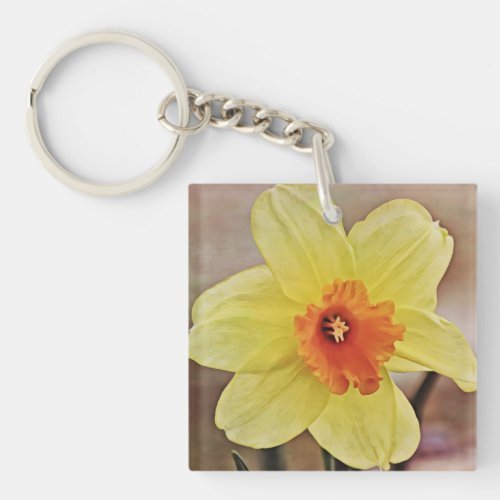 Pretty Daffodil Scripture Key Ring