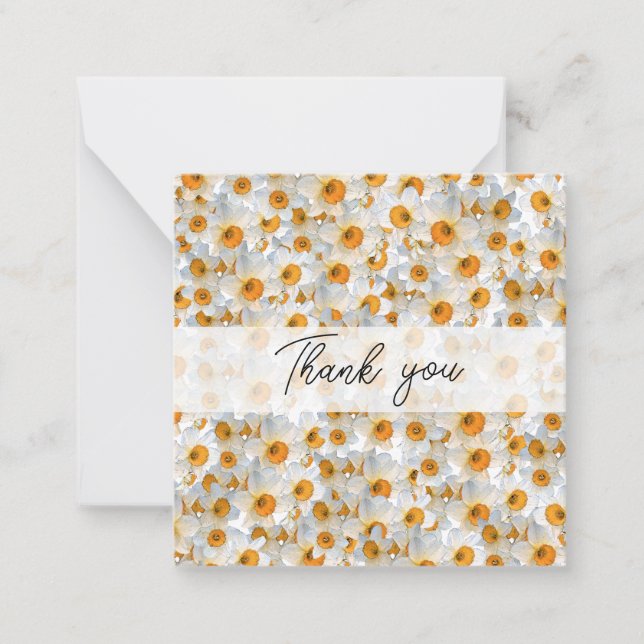 Pretty Daffodil Thank You Note Card (Front)