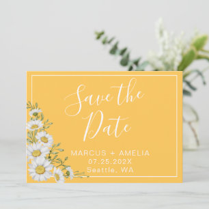 Pretty Daffodil Yellow & White Daisies Save The Date