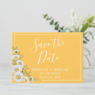 Pretty Daffodil Yellow & White Daisies Save The Date