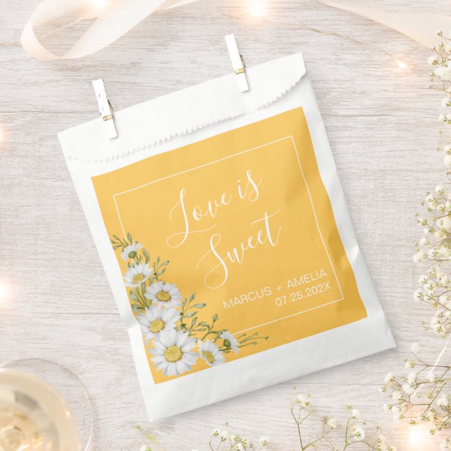 Pretty Daffodil Yellow & White Daisies Wedding  Favor Bag (Clipped)