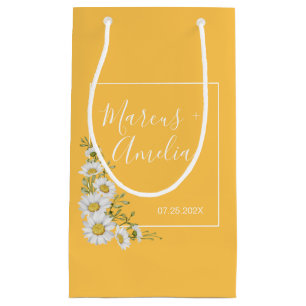 Pretty Daffodil Yellow & White Daisies Wedding  Small Gift Bag