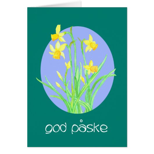 Pretty Daffodils Danish Language Easter Cards (Front)