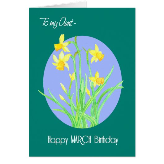 Pretty Daffodils March Birthday for Aunt Cards (Front)