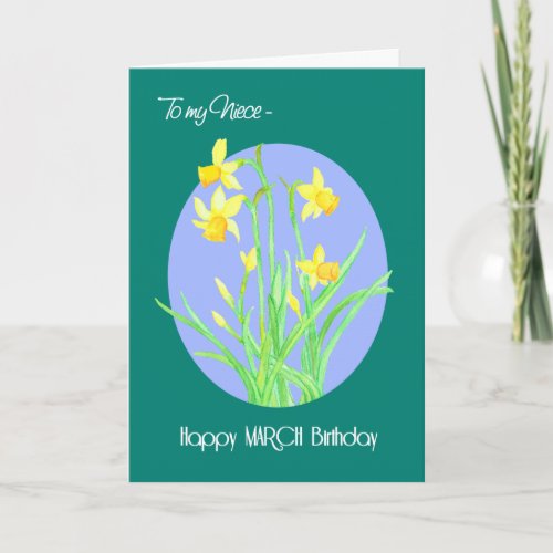 Pretty Daffodils March Birthday for Niece Card