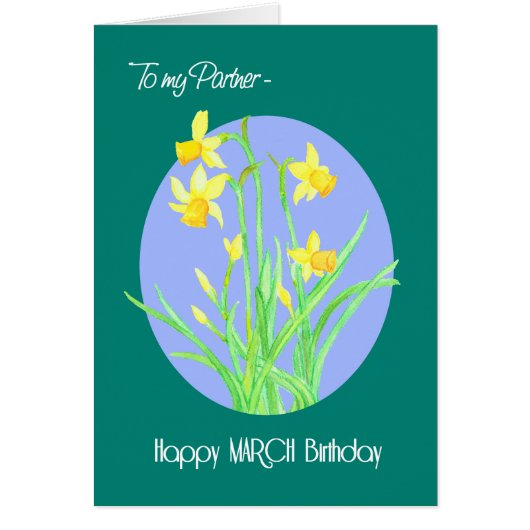 Pretty Daffodils March Birthday for Partner Cards (Front)