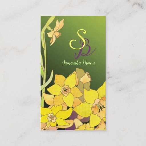 Customizable Daffodils Monogram Business Cards