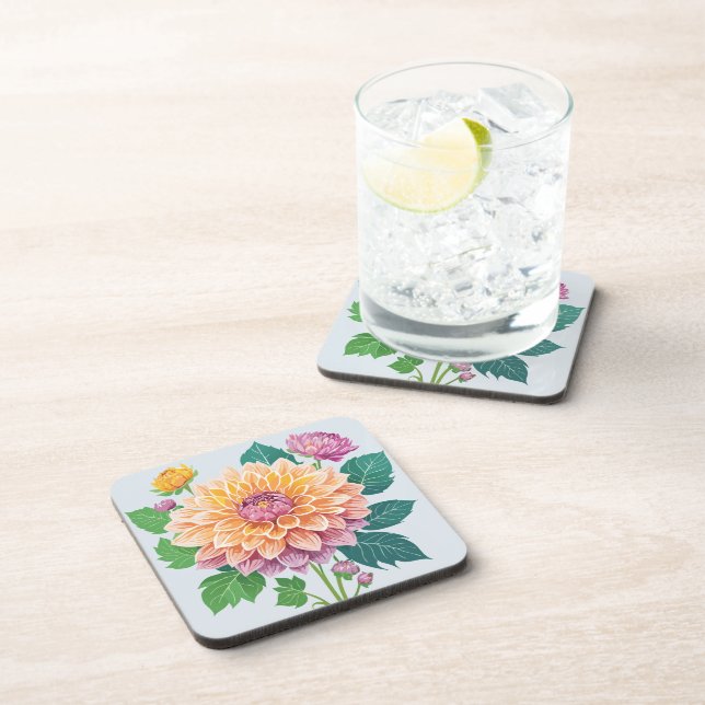 Pretty Dahlia Beverage Coaster (Right Side)