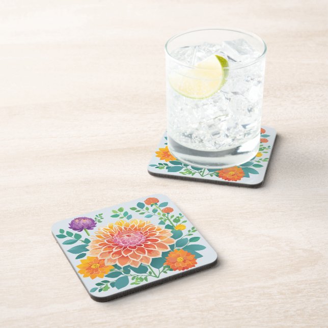 Pretty Dahlia Beverage Coaster (Right Side)