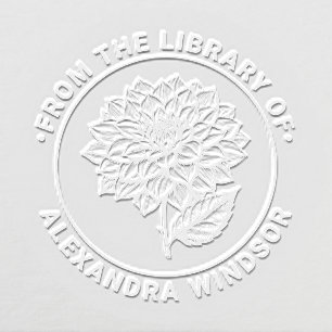Pretty Dahlia Bloom Blossom Library Book Name Embosser