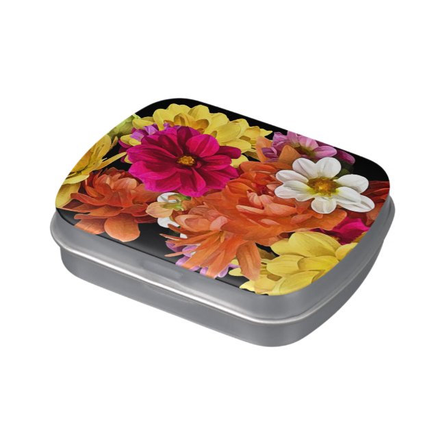 Pretty Dahlia Flower Pattern Floral Candy Tin