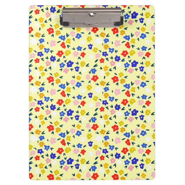 Pretty Dainty Cute Floral on Pastel Yellow Clipboard (Front)