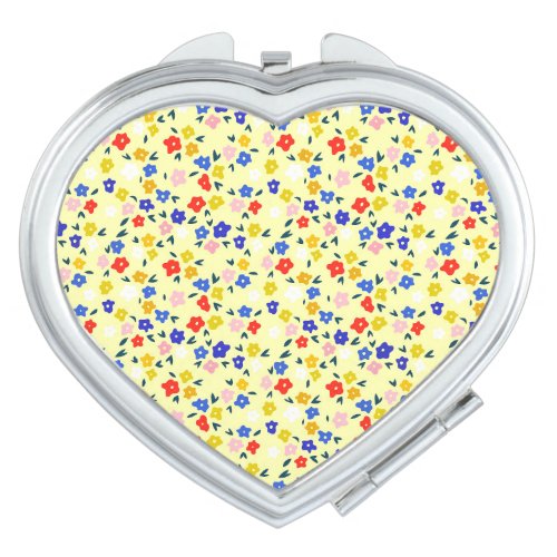 Pretty Dainty Cute Floral on Pastel Yellow Compact Mirror