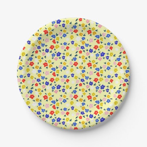 Pretty Dainty Cute Floral on Pastel Yellow Paper Plates