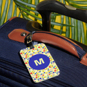 Pretty Dainty Cute Floral Pastel Yellow Monogram Luggage Tag