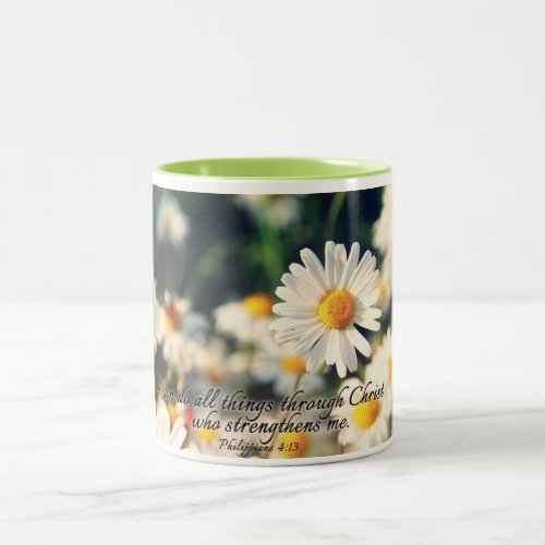 Pretty Daisies Bible Verse Two_Tone Coffee Mug