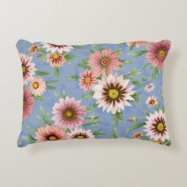 Pretty Daisies Floral Botanical Design Accent Pillow (Front)