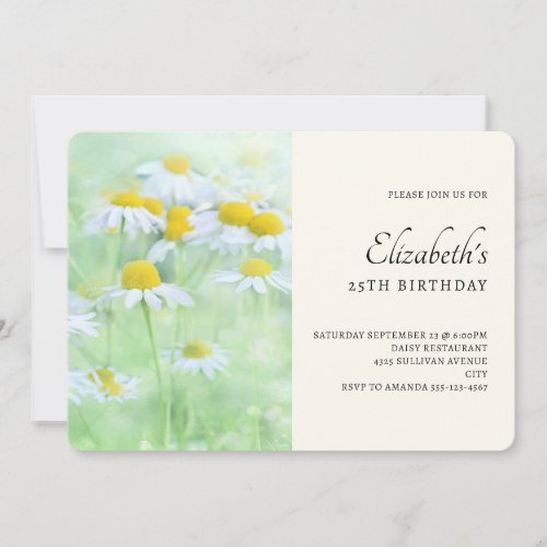 Pretty Daisies in a Field Birthday Invitation