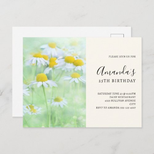 Pretty Daisies in a Field Birthday Invitation Postcard