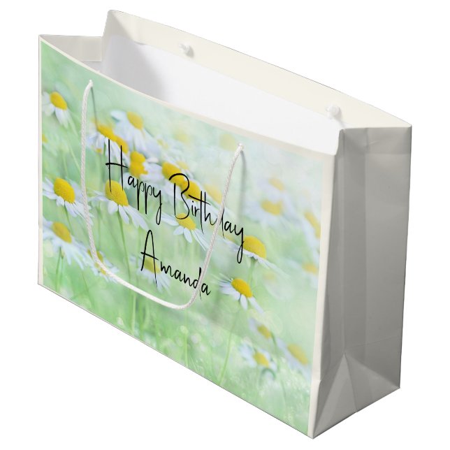 Pretty Daisies in a Field Birthday Large Gift Bag (Front Angled)