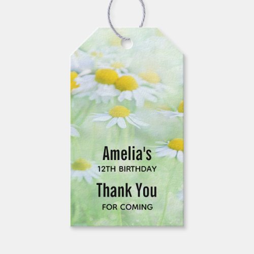Pretty Daisies in a Field Birthday Thank You Gift Tags