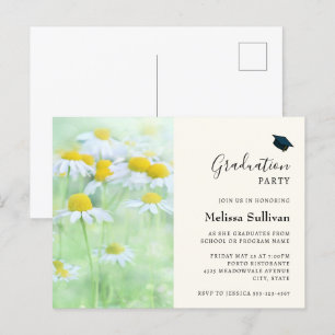 Pretty Daisies in a Field Graduation Invitation Postcard