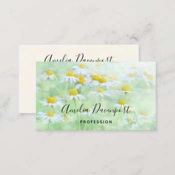 Pretty Daisies In A Field Photograph Business Card by Mirribug at Zazzle