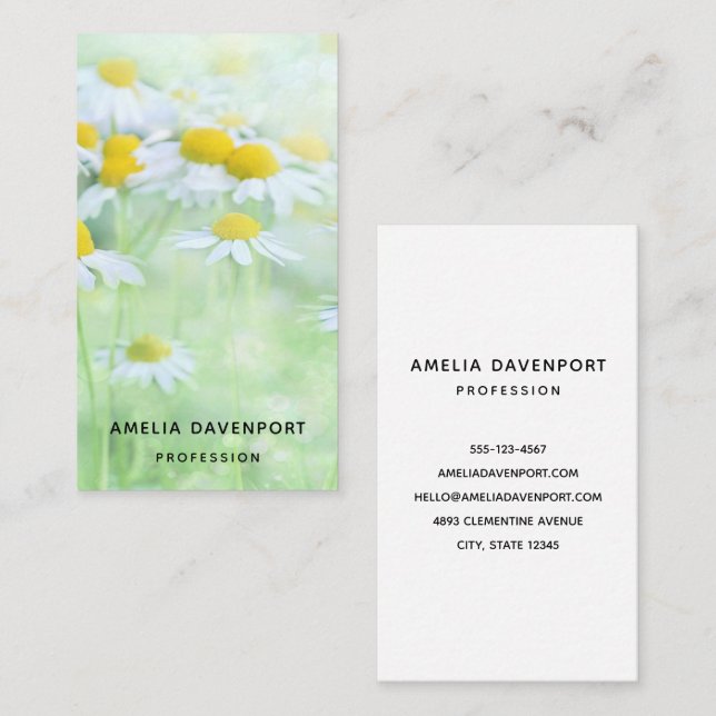 Pretty Daisies in a Field Photograph Business Card (Front/Back)
