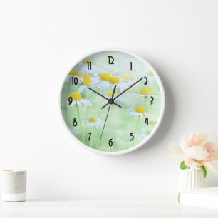 Pretty Daisies in a Field Photograph Clock