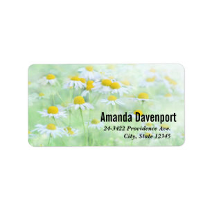 Pretty Daisies in a Field Photograph Label