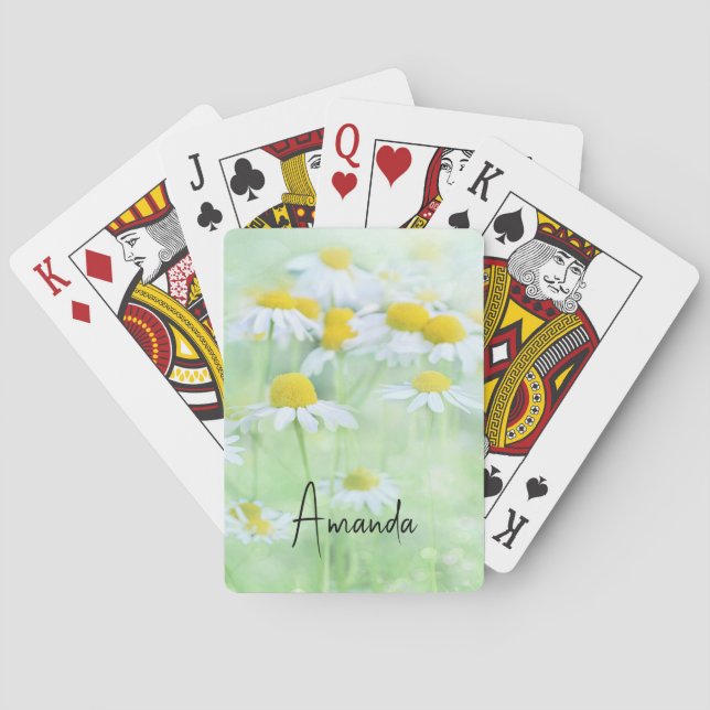 Pretty Daisies in a Field Photograph Poker Cards (Back)