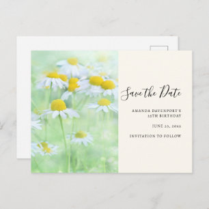 Pretty Daisies in a Field Photograph Save the Date Invitation Postcard