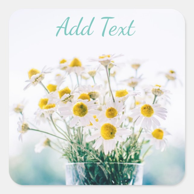 Pretty Daisies in Vase Personalized Stickers (Front)