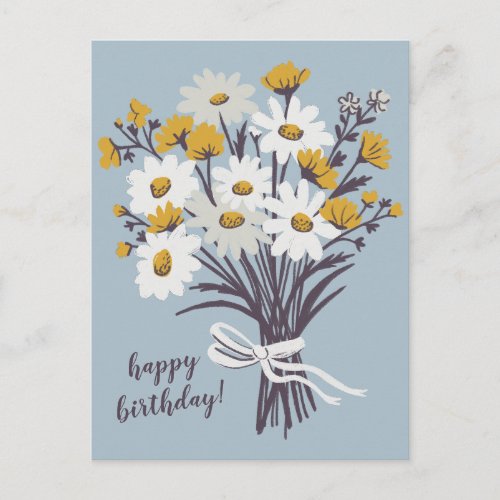 Pretty Daisy Bouquet CUSTOM Happy Birthday Postcard