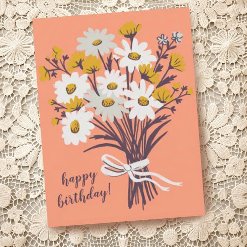 Pretty Daisy Bouquet CUSTOM Happy Birthday Postcard