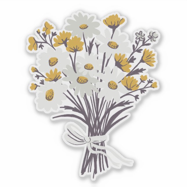 Pretty Daisy Bouquet Floral Wildflower  Sticker (Front)