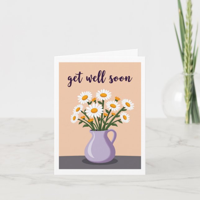 Pretty Daisy Bouquet Get Well Soon Card (Front)