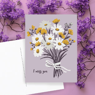 Pretty Daisy Bouquet I MISS YOU Sweet CUSTOM Postcard