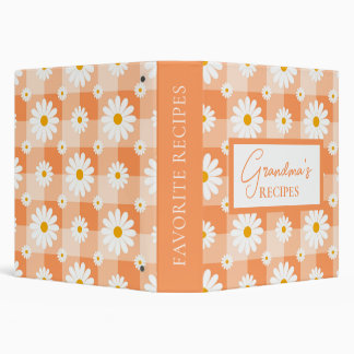 Pretty Daisy Floral Gingham Grandmas Recipes 3 Ring Binder