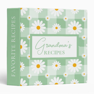 Pretty Daisy Floral Gingham Grandmas Recipes 3 Ring Binder