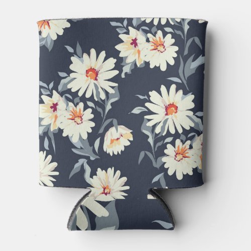 Pretty Daisy Floral Seamless Print Can Cooler