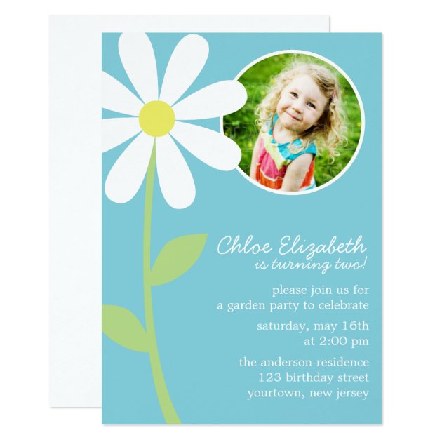 Pretty Daisy Flower Photo Birthday Card