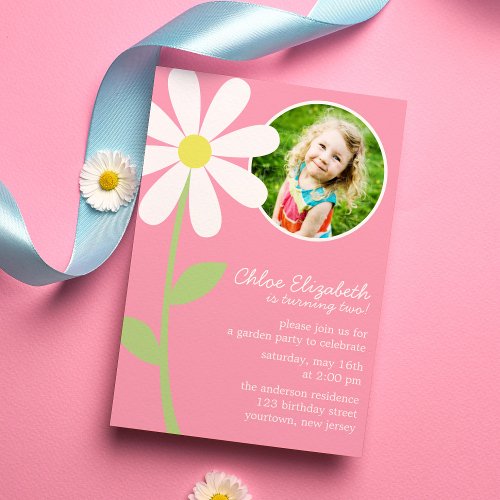 Whimsical Daisy Custom Photo Invitations