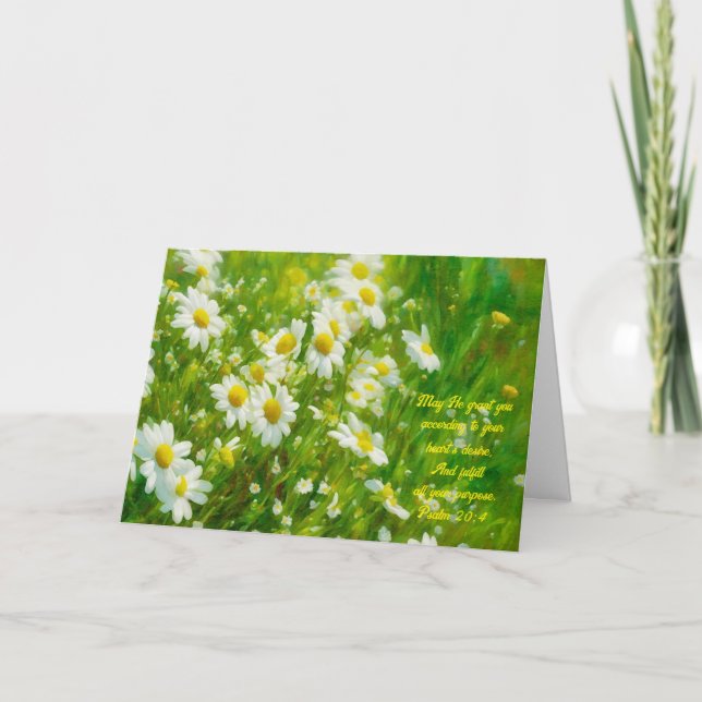Pretty Daisy Flowers Art Faith Bible Verse Thought Card (Front)