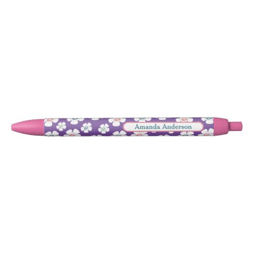 Pretty Daisy Flowers Custom Black Ink Pen