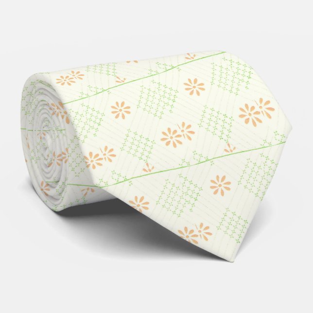 Pretty Daisy Flowers Neck Tie (Rolled)
