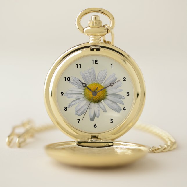 Pretty Daisy Garden Flowers Floral Pocket Watch (Inside)