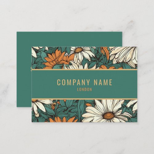 Pretty daisy gold border business card